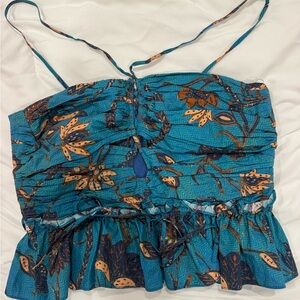 Ulla Johnson Teal and Navy Floral Camisole